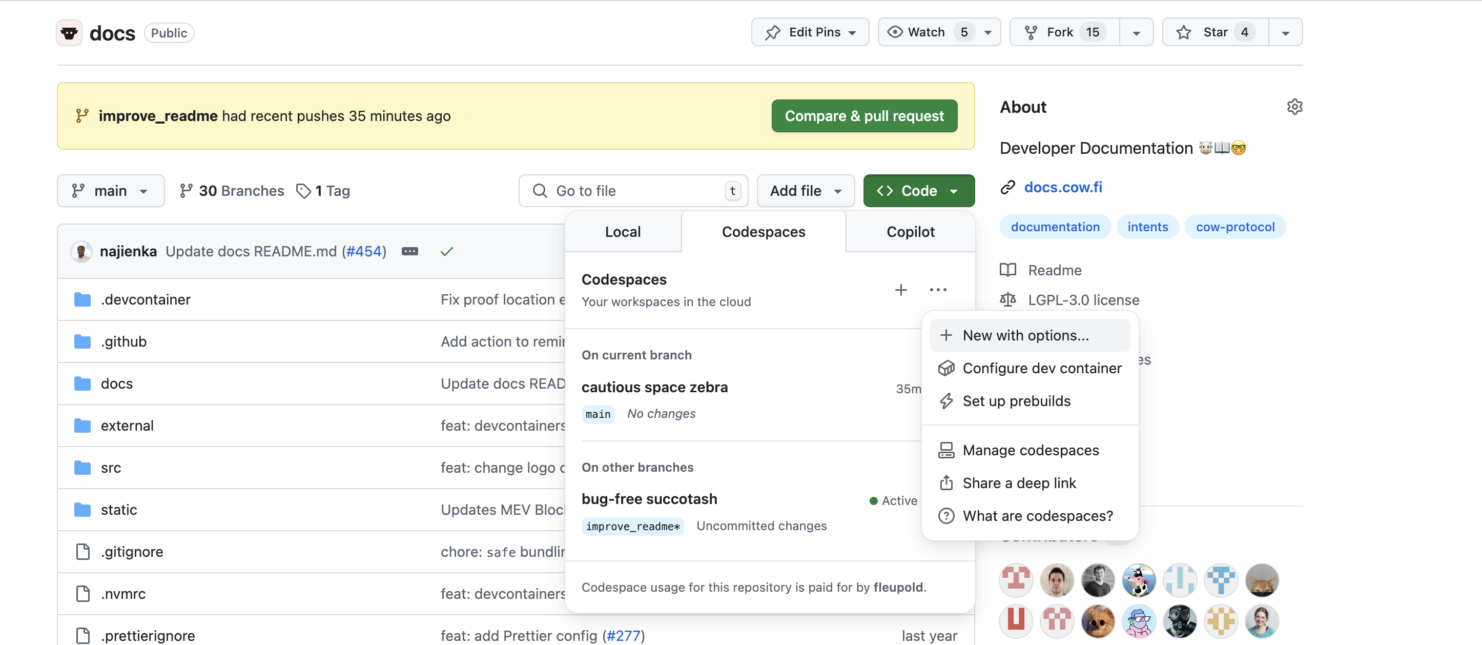 create a devcontainer