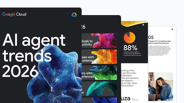 Cover of AI Agent Trends 2026, Financial Services and some internal report pages.