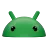 The Android logo, a green robot’s head with eyes and antennae.