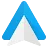 The Android Auto logo, a white arrow pointing upwards within a blue triangle.